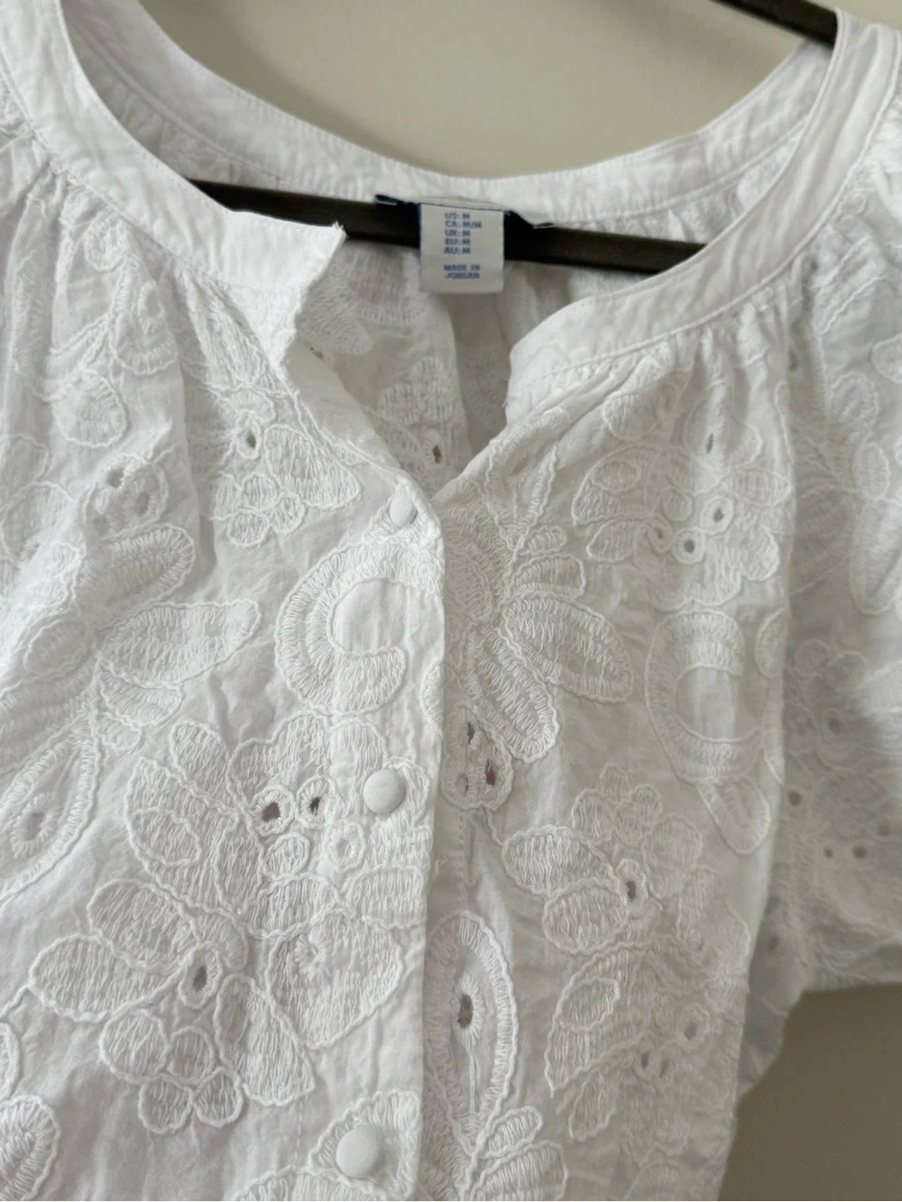 Calypso St. Barth White Eyelet Embroidered Cotton Blouse Size M Beachy Coastal - Picture 8 of 10